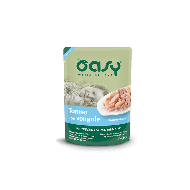 GATTO OASY NATURALE 70GR BUSTA TONNO VONGOLE