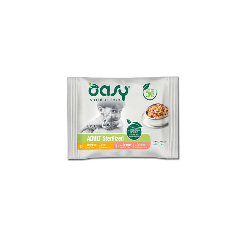 GATTO OASY WET BUSTA BOCCONCINI 4X85GR STERILIZE