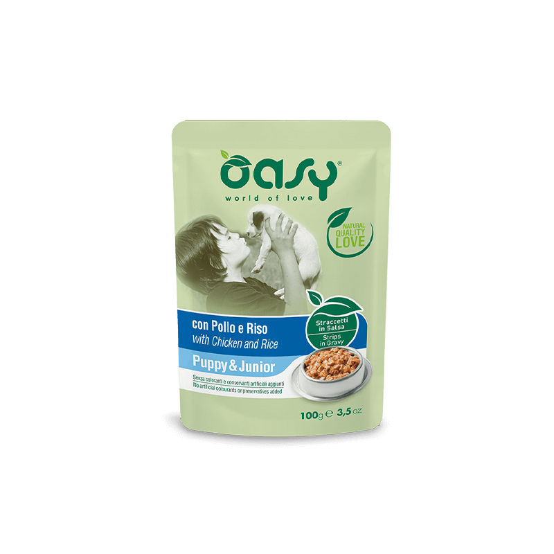 CANE OASY WET STRACCETTI BUSTA 100GR PUPPY POLLO RISO