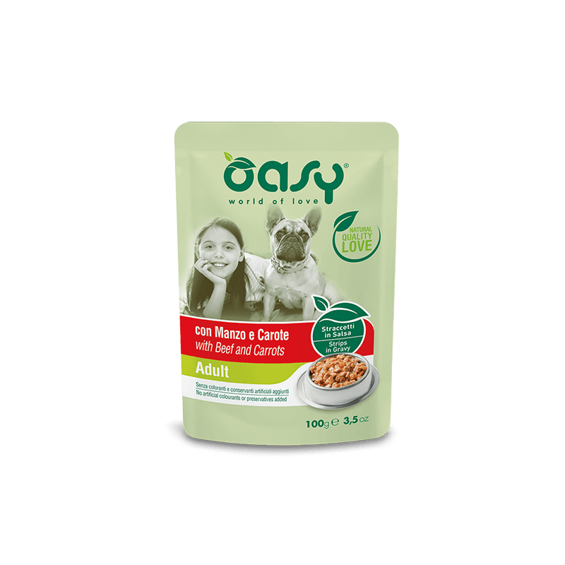 CANE OASY WET STRACCETTI BUSTA 100GR MANZO CAROTE