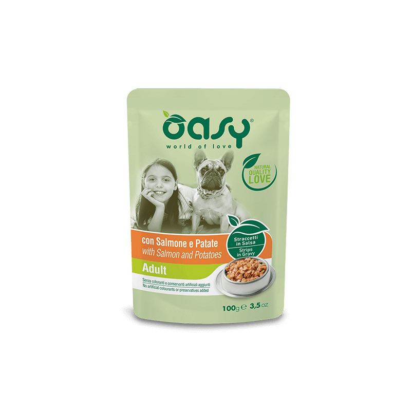 CANE OASY WET STRACCETTI BUSTA 100GR SALMONE PATATE