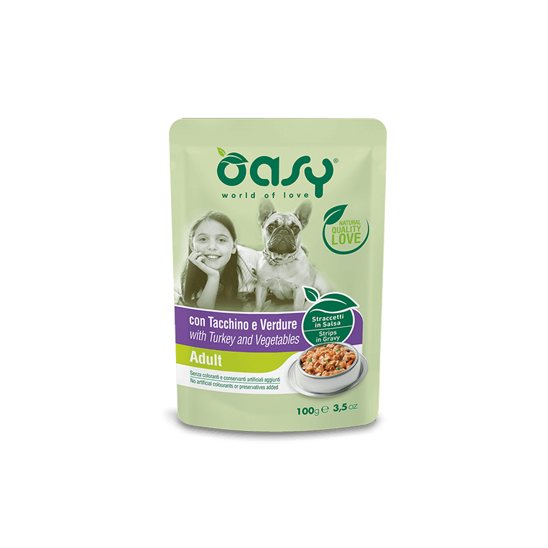 CANE OASY WET STRACCETTI BUSTA 100GR TACCHINO VERDURE