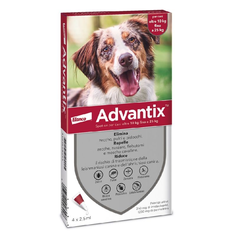 ANTIPARASSITARIO ADVANTIX SPOT ON CANE 10/25KG 4 PIPETTE