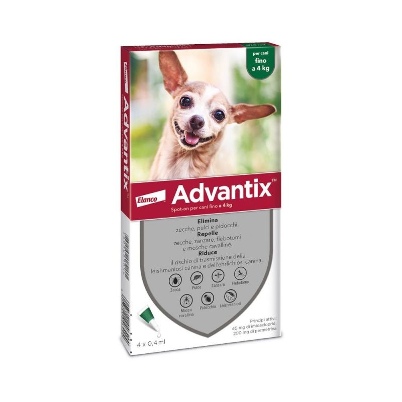 ANTIPARASSITARIO ADVANTIX SPOT ON CANE MENO DI 4KG 4 PIPETTE