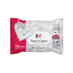 CANE/GATTO SALVIETTE NUVOLE SAPONE 12PZ CLOREXIDINA POCKET