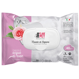 CANE/GATTO SALVIETTE NUVOLE SAPONE 40PZ ACQUA DI ROSE