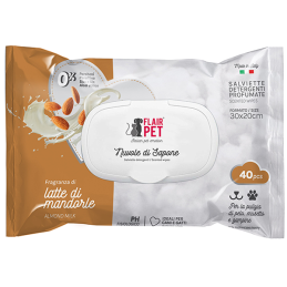 CANE/GATTO SALVIETTE NUVOLE SAPONE 40PZ LATTE E MANDORLE