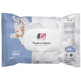 CANE/GATTO SALVIETTE NUVOLE SAPONE 40PZ TALCO