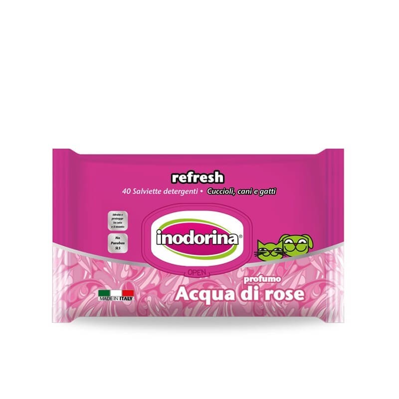 CANE/GATTO SALVIETTE INODORINA 40PZ ACQUA ROSE