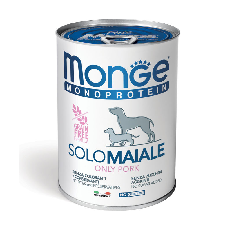 CANE MONGE SOLO PATE 400GR MAIALE