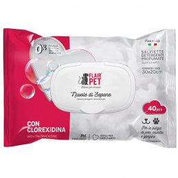 CANE/GATTO SALVIETTE NUVOLE SAPONE 40PZ CLOREXIDINA