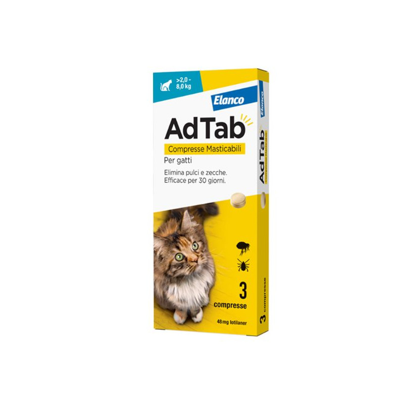 ADTAB COMPRESSE MASTICABILI PER GATTI  2,0 - 8,0 KG