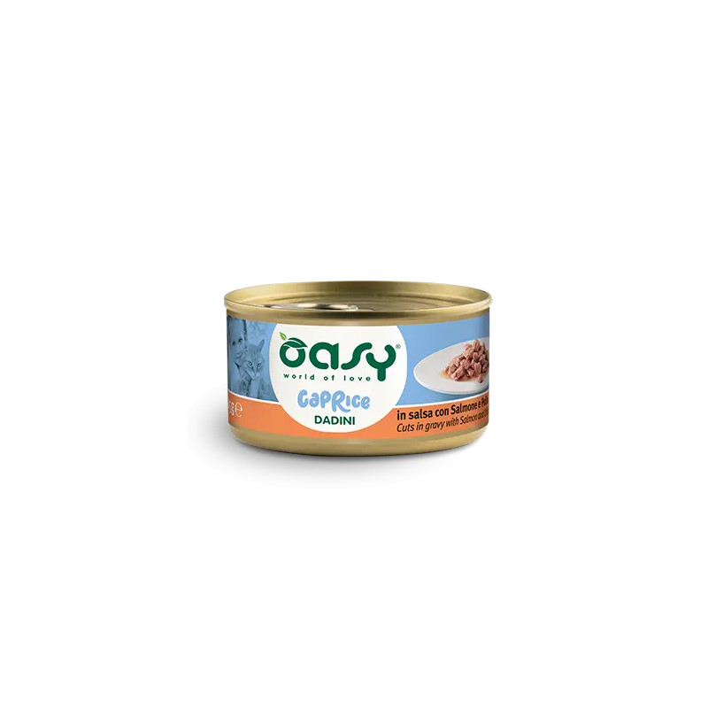 GATTO OASY CAPRICE DADINI 85GR SALMONE POLLO