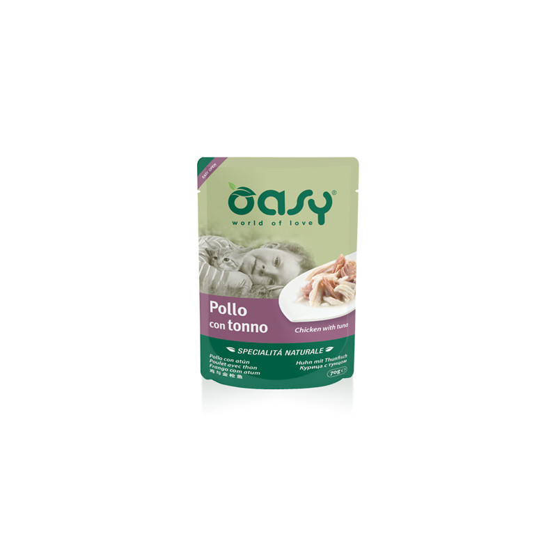 GATTO OASY NATURALE 70GR BUSTA POLLO TONNO