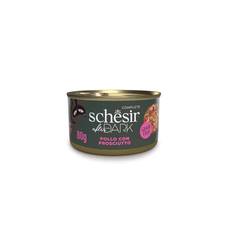 GATTO SCHESIR DARK 80GR BRODO FILETTI DI POLLO PROSCIUTTO