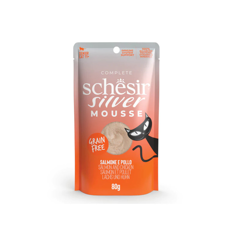 GATTO SCHESIR SILVER 70GR MOUSSE SALMONE POLLO