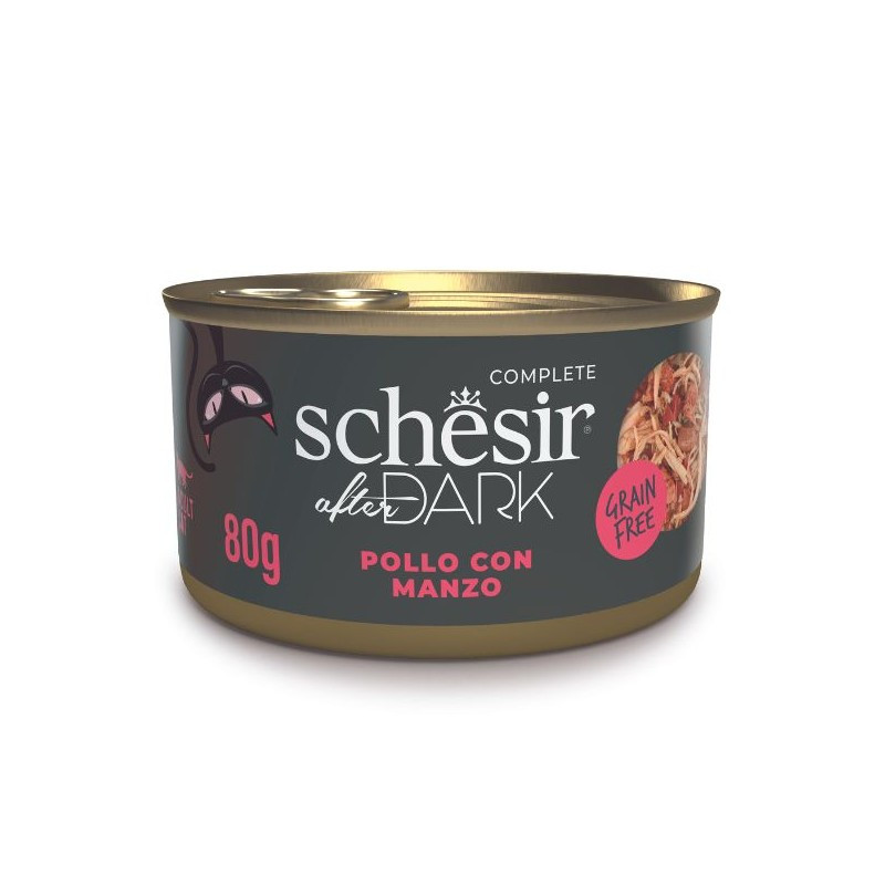 GATTO SCHESIR DARK 80GR BRODO FILETTI DI POLLO MANZO