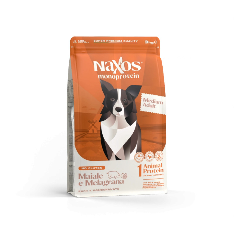 CANE NAXOS ADULT 3KG MEDIUM MAIALE MELAGRANA