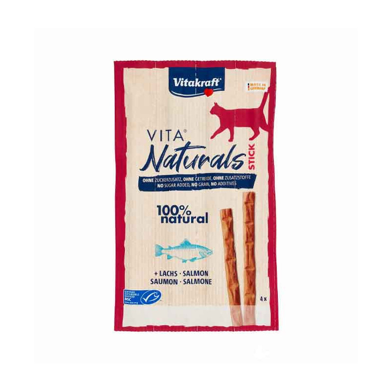 GATTO SNACK VITAKRAFT NATURAL STICKS SALMONE 4X4GR