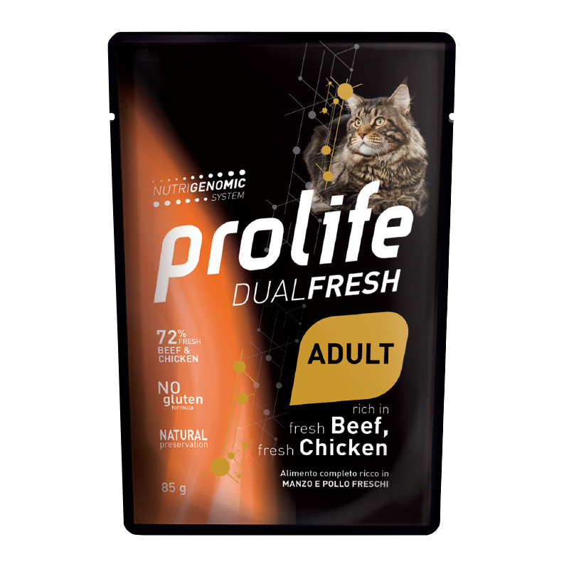 GATTO PROLIFE ADULT DUAL FRESH MANZO POLLO 85G BUSTA