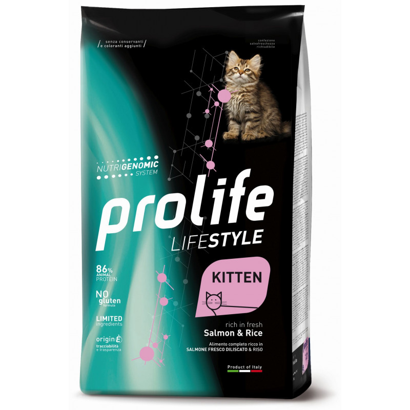 GATTO PROLIFE KITTEN LIFESTYLE SALMONE RISO 1,5KG