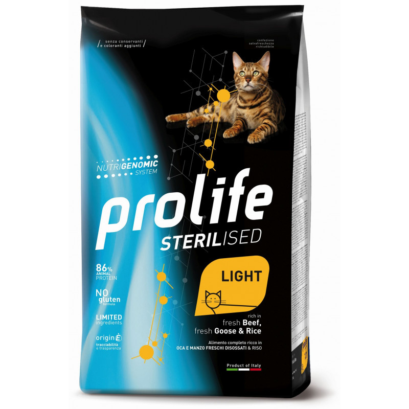 GATTO PROLIFE STERILISED LIGHT OCA MANZO RISO 1,5KG