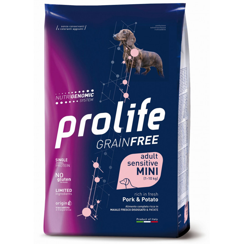 CANE PROLIFE ADULT GRAIN FREE MAIALE E PATATE 600G MINI