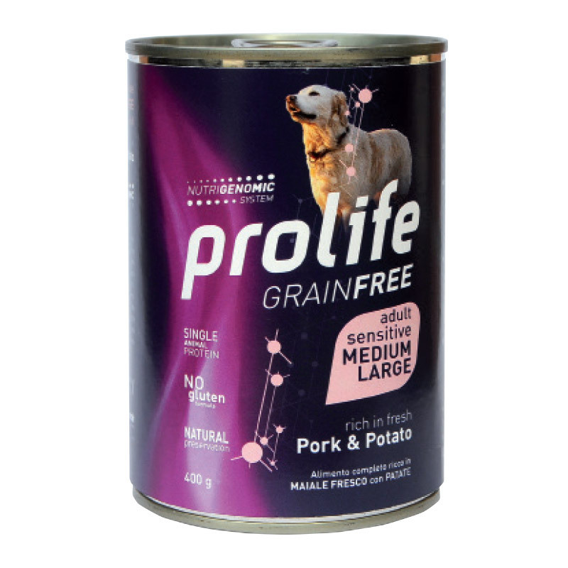 CANE PROLIFE ADULT GRAIN FREE MAIALE/PATATE M/L 400G