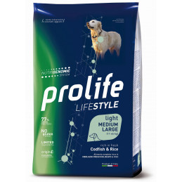 CANE PROLIFE LIGHT LIFESTYLE MERLUZZO RISO 12KG M/L