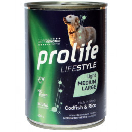 CANE PROLIFE LIGHT LIFESTYLE MERLUZZO RISO M/L 400G