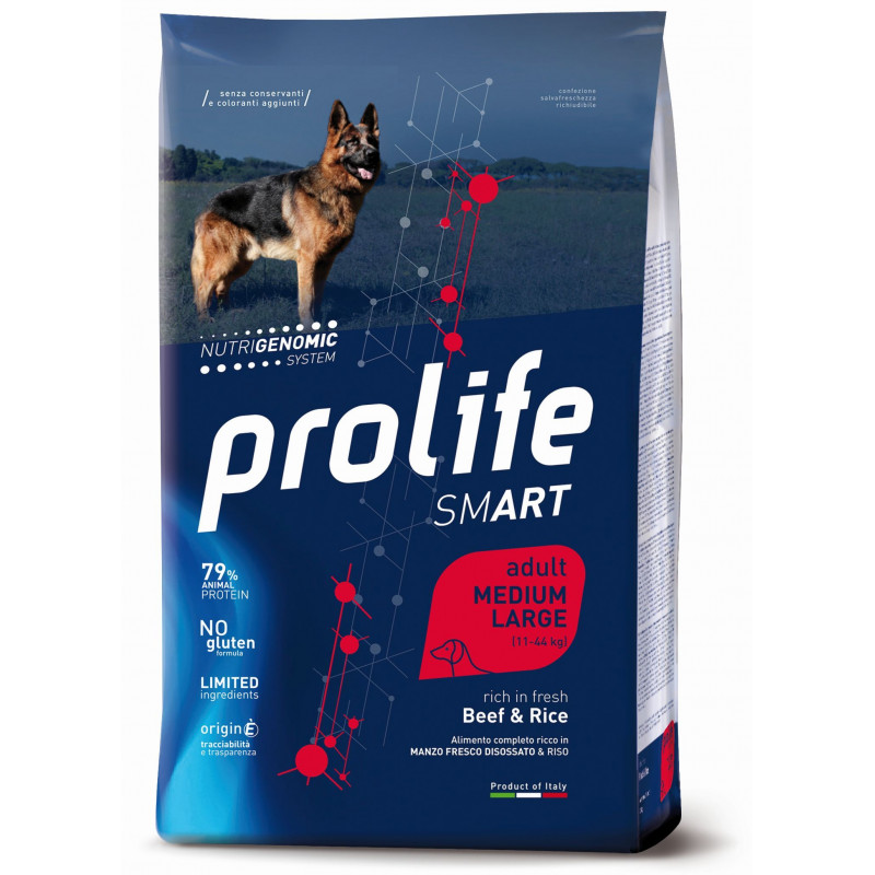 CANE PROLIFE SMART ADULT MED/LARGE MANZO RISO 12KG