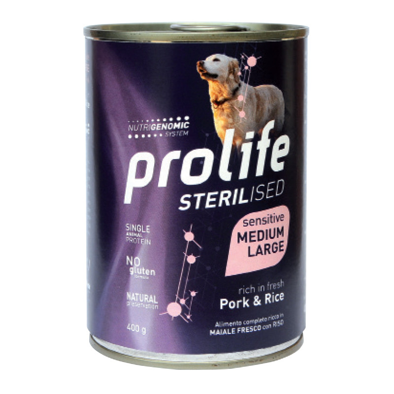 CANE PROLIFE STERILISED MAIALE E RISO M/L 400G