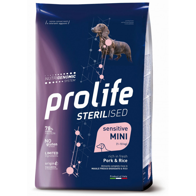 CANE PROLIFE STERILISED SENS MAIALE E RISO 2 KG MINI