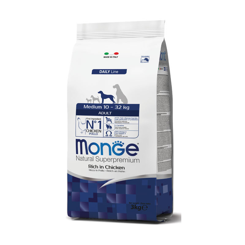 CANE MONGE ADULT 3KG MEDIUM SECCO POLLO