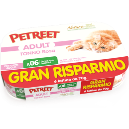 GATTO PETREET GRAN RISPARMIO 6X70GR TONNO ROSA FAGIOLINI