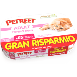 GATTO PETREET GRAN RISPARMIO 6X70GR TONNO ROSA GAMBERETTI