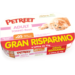 GATTO PETREET GRAN RISPARMIO 6X70GR TONNO CAROTA