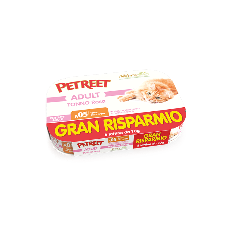 GATTO PETREET GRAN RISPARMIO 6X70GR TONNO CAROTA