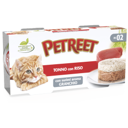 GATTO PETREET 2X170GR TONNO RISO SURIMI GRANCHIO