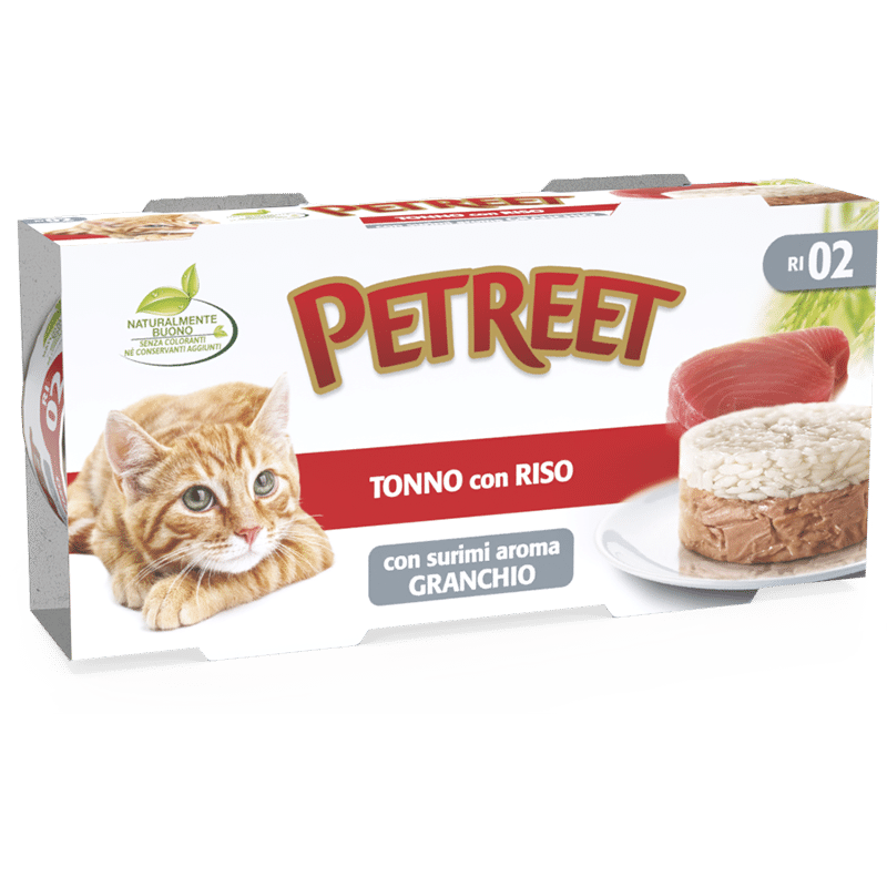 GATTO PETREET 2X170GR TONNO RISO SURIMI GRANCHIO