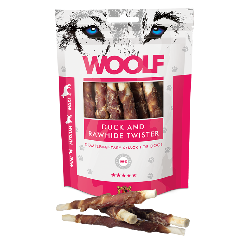 CANE SNACK WOOLF 100GR ROTOLINO ANATRA PELLE GRIGLIATA