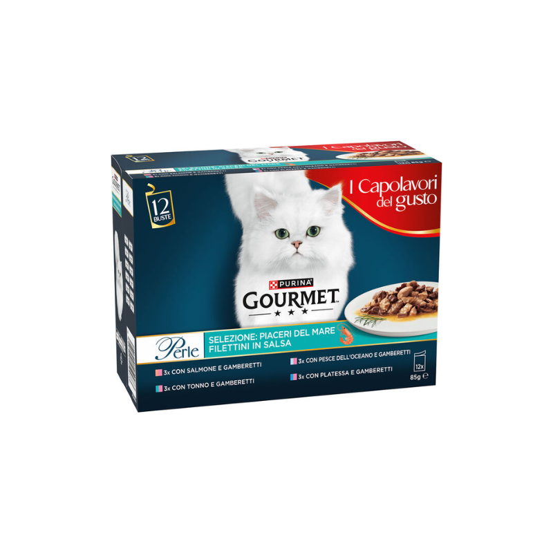 GATTO GOURMET PERLE 12X85G PIACERI DEL MARE