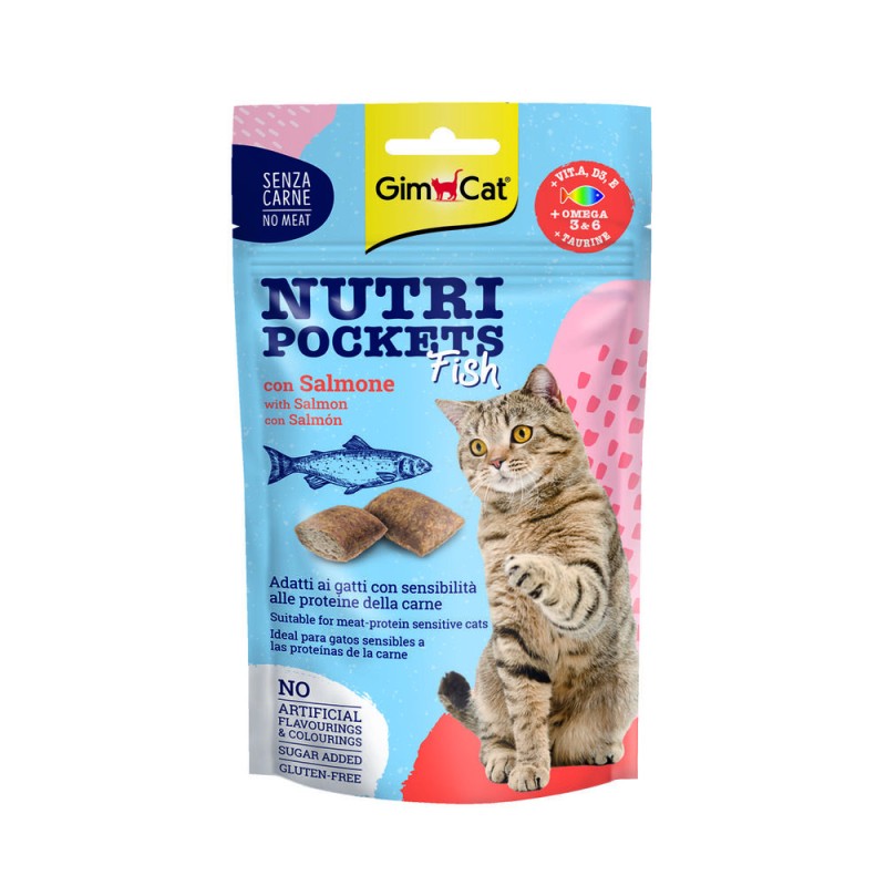 GATTO SNACK NUTRIPOCKETS FISH SALMONE 60GR