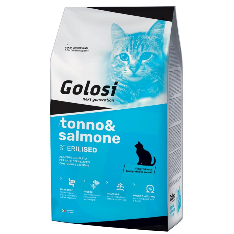 GATTO GOLOSI STERILISED TONNO E SALMONE 1,5 KG