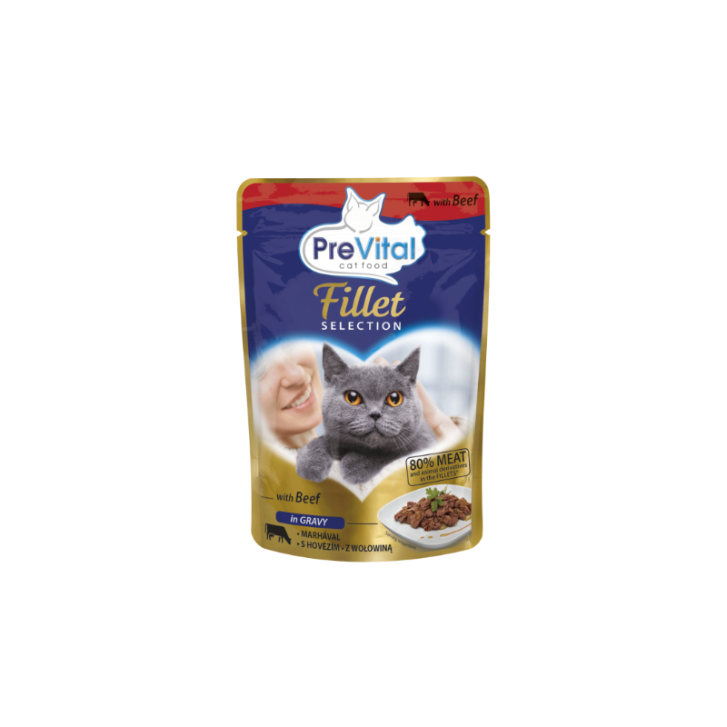 GATTO PREVITAL FILETTI 85GR BUSTA GRAVY MANZO