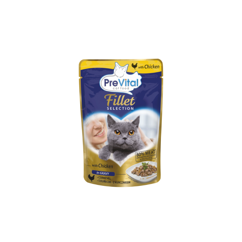 GATTO PREVITAL FILETTI 85GR BUSTA GRAVY POLLO