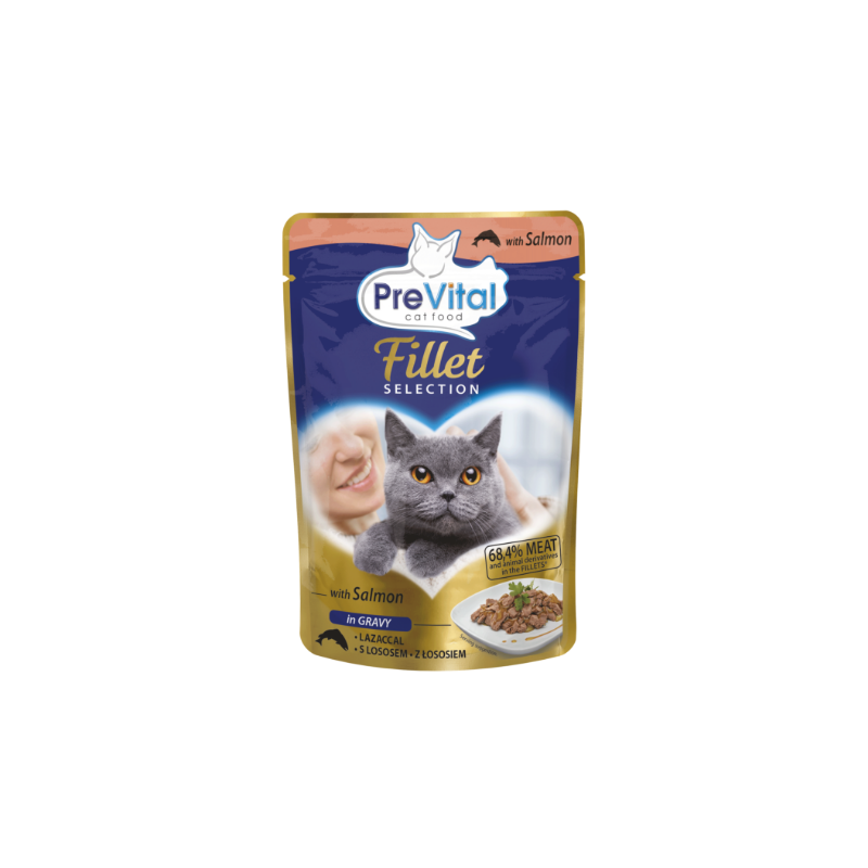 GATTO PREVITAL FILETTI 85GR BUSTA GRAVY SALMONE