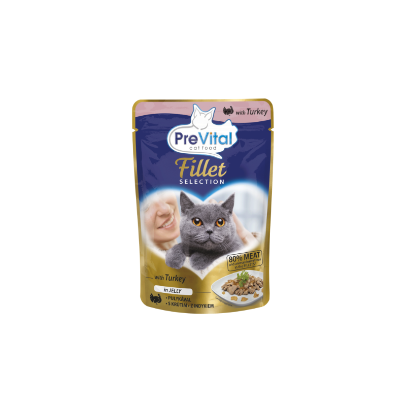 GATTO PREVITAL FILETTI 85GR BUSTA JELLY TACCHINO