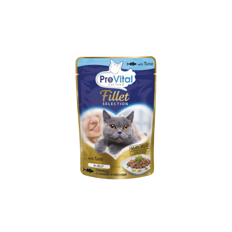 GATTO PREVITAL FILETTI 85GR BUSTA JELLY TONNO