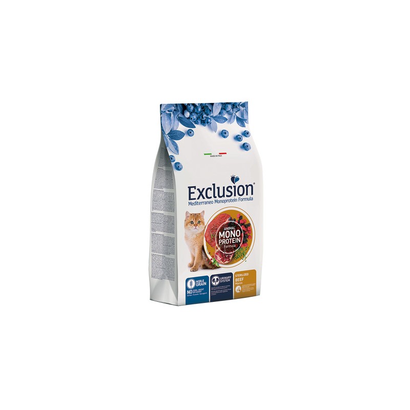 GATTO EXCLUSION MEDITERRANEO STERILIZED 1.5KG MANZO